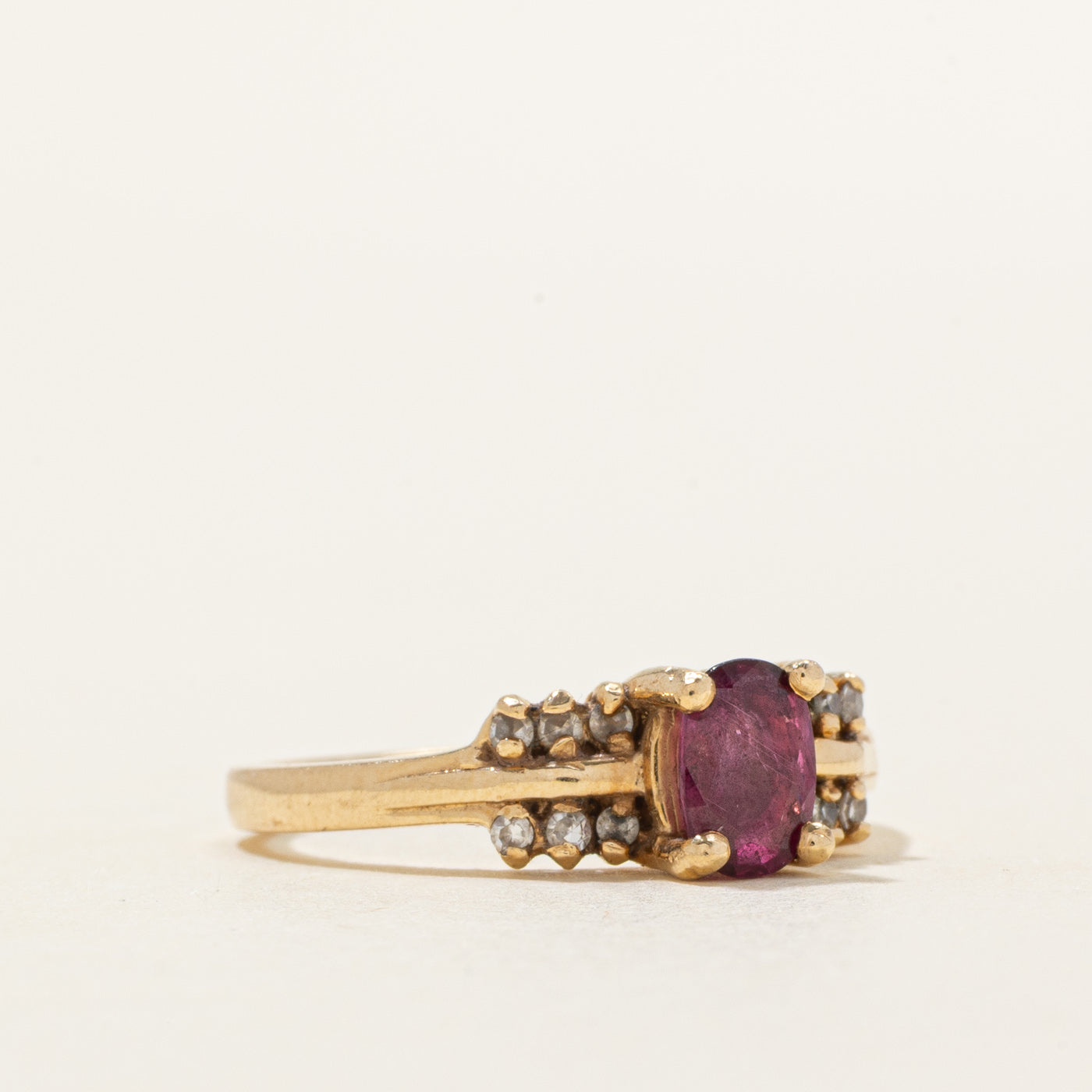 Oval Cut Ruby & Diamond Accented Ring | 0.60ct, 0.06ctw | SZ 6
