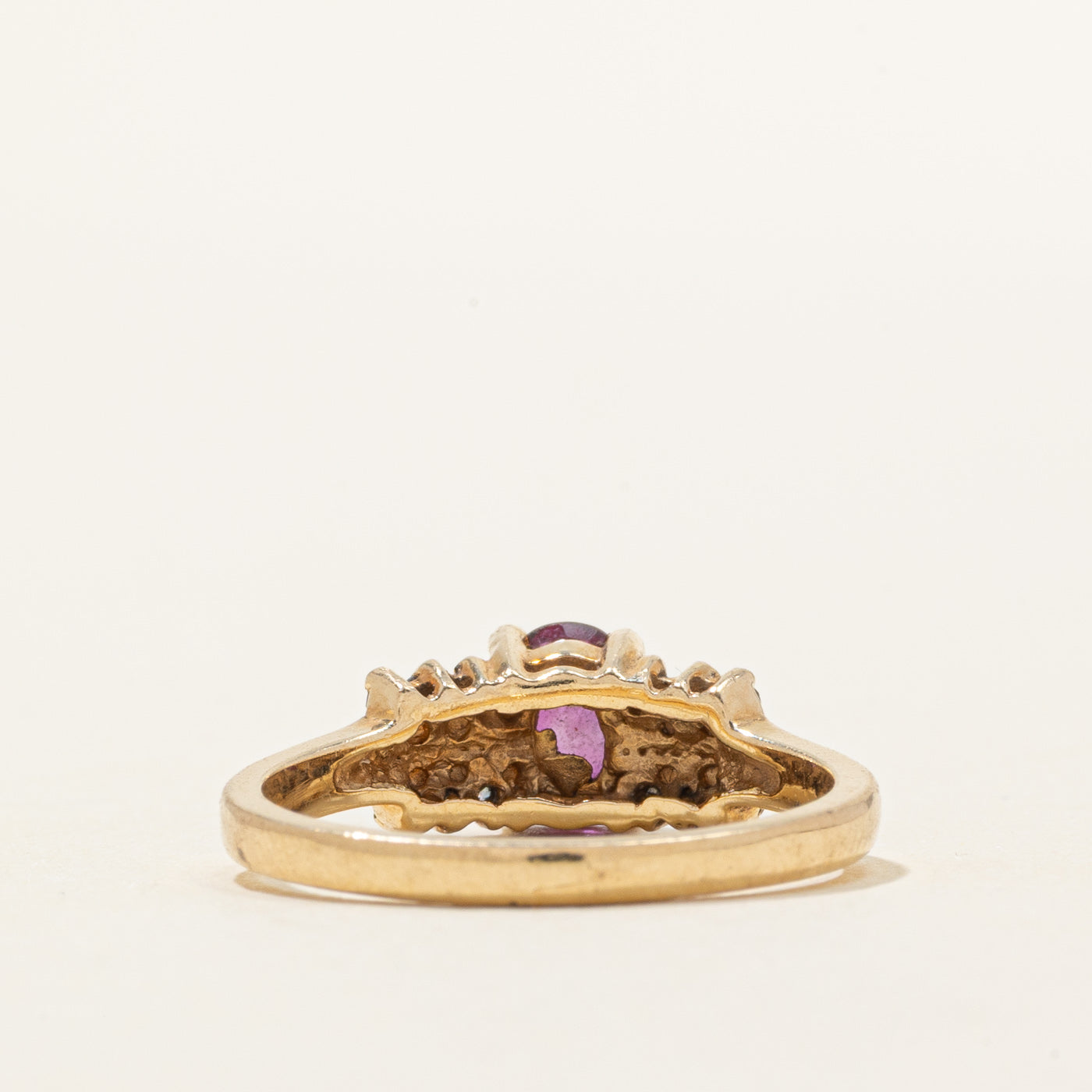 Oval Cut Ruby & Diamond Accented Ring | 0.60ct, 0.06ctw | SZ 6