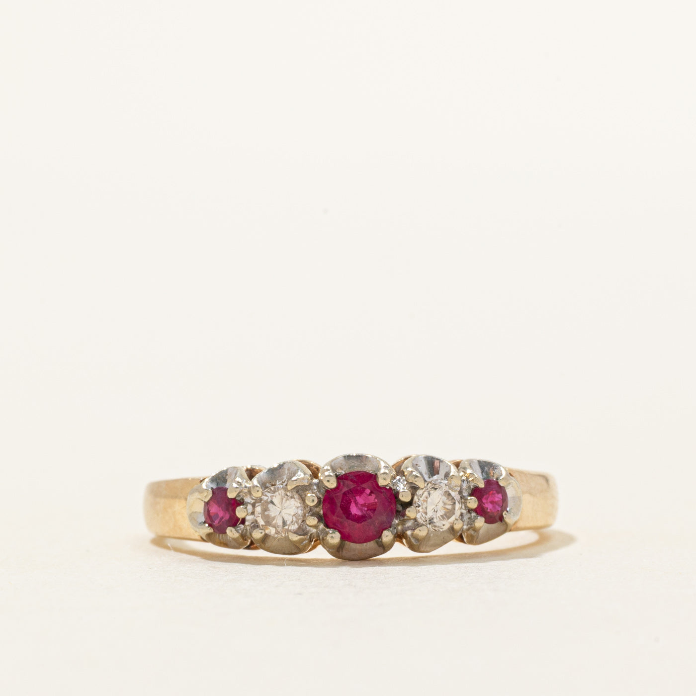 Five-Stone Ruby & Diamond Ring | 0.30ctw, 0.10ctw | SZ 8