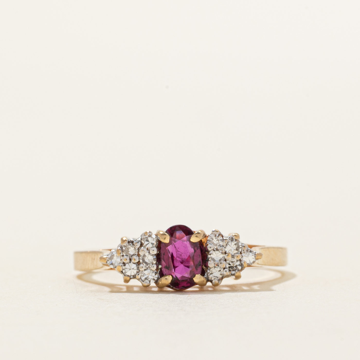 Oval Cut Ruby & Diamond Accented Ring | 0.38ct, 0.12ctw | SZ 5.75