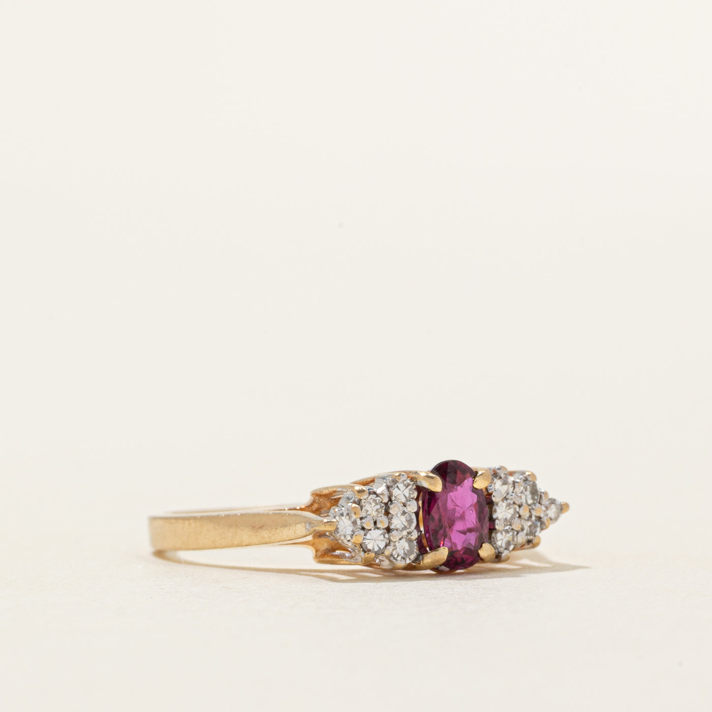 Oval Cut Ruby & Diamond Accented Ring | 0.38ct, 0.12ctw | SZ 5.75