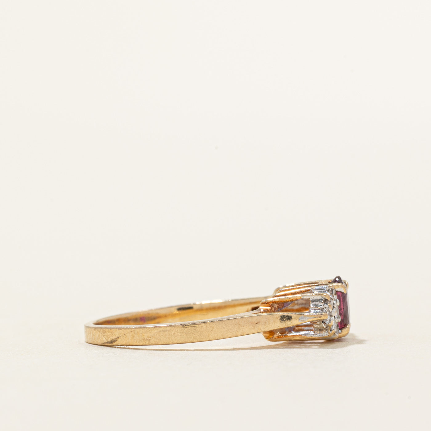 Oval Cut Ruby & Diamond Accented Ring | 0.38ct, 0.12ctw | SZ 5.75