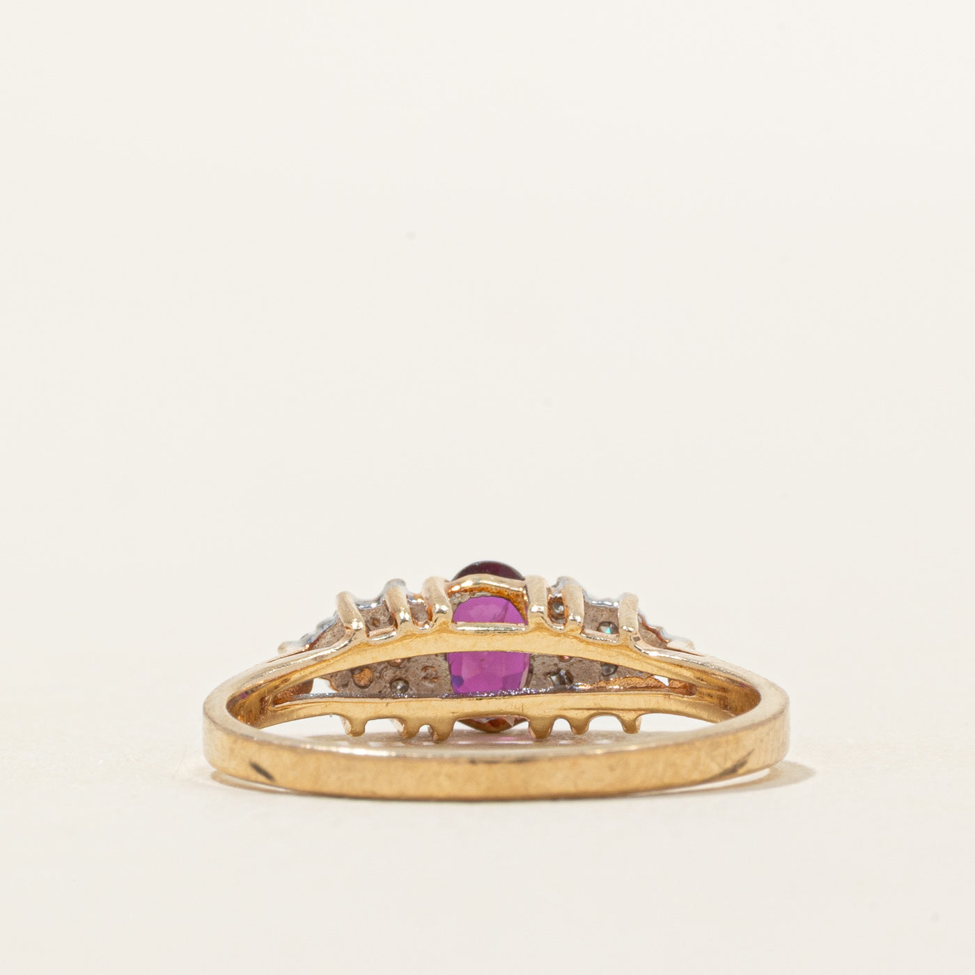 Oval Cut Ruby & Diamond Accented Ring | 0.38ct, 0.12ctw | SZ 5.75