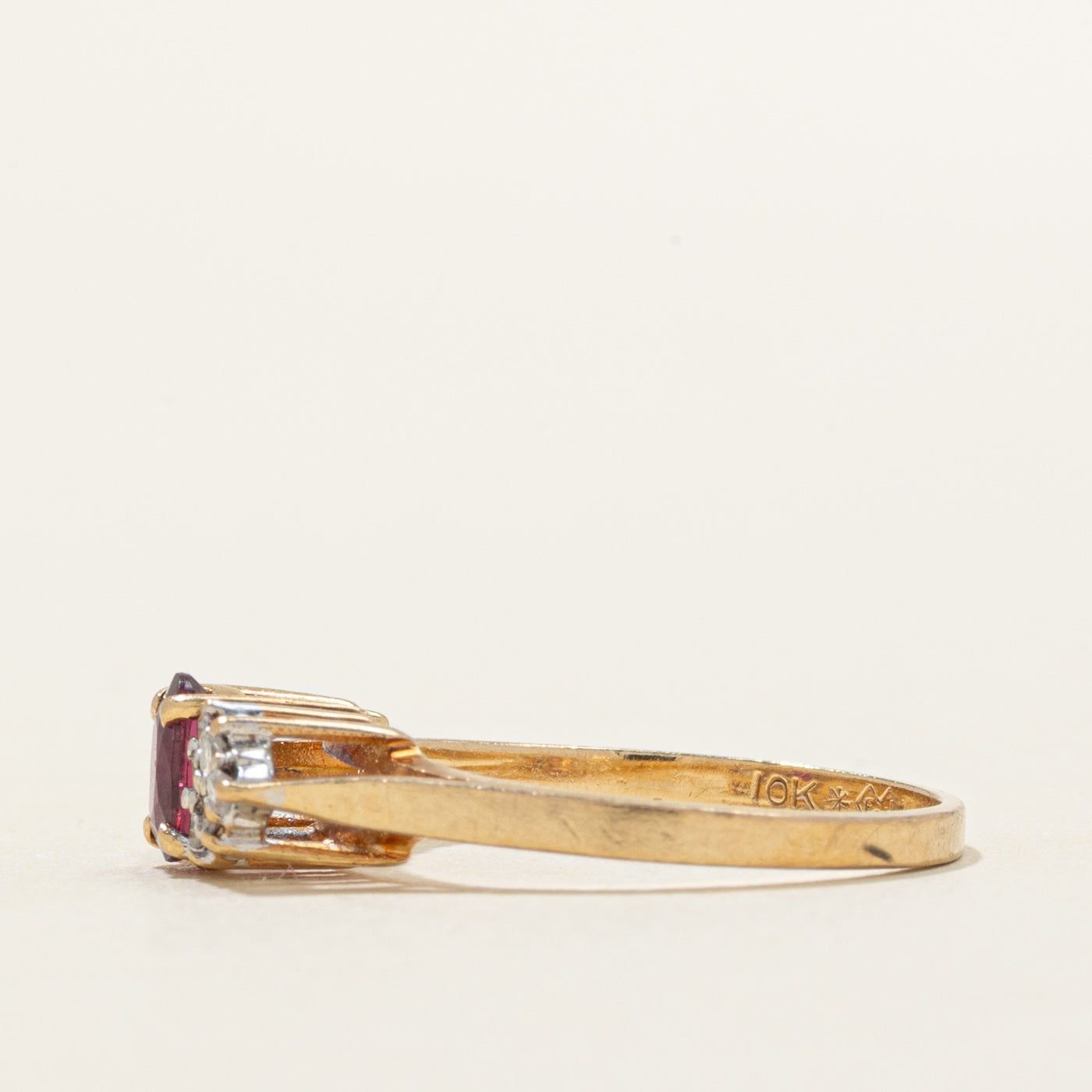 Oval Cut Ruby & Diamond Accented Ring | 0.38ct, 0.12ctw | SZ 5.75