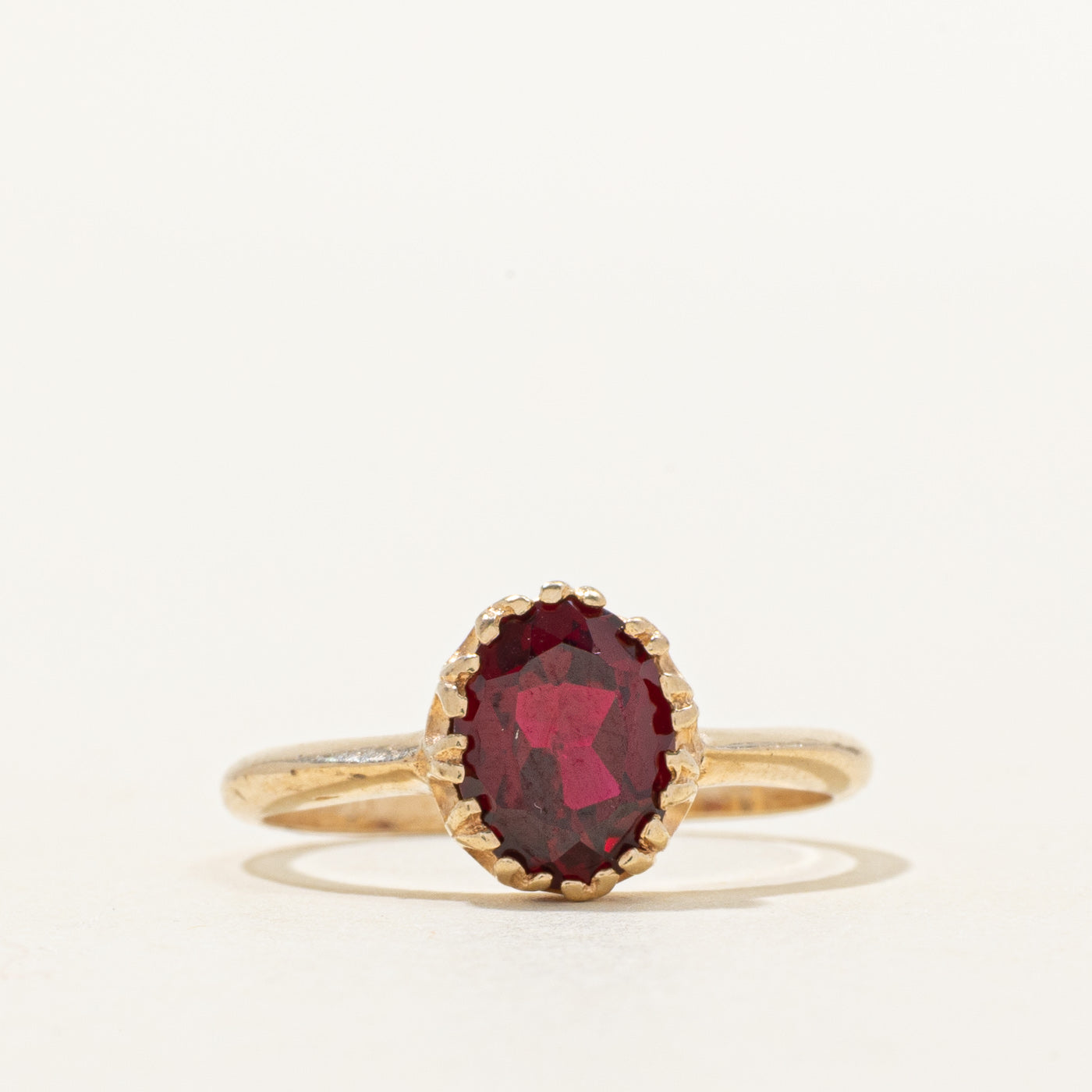 Oval Cut Solitaire Synthetic Ruby Textured Ring | 1.50ct | SZ 5.5