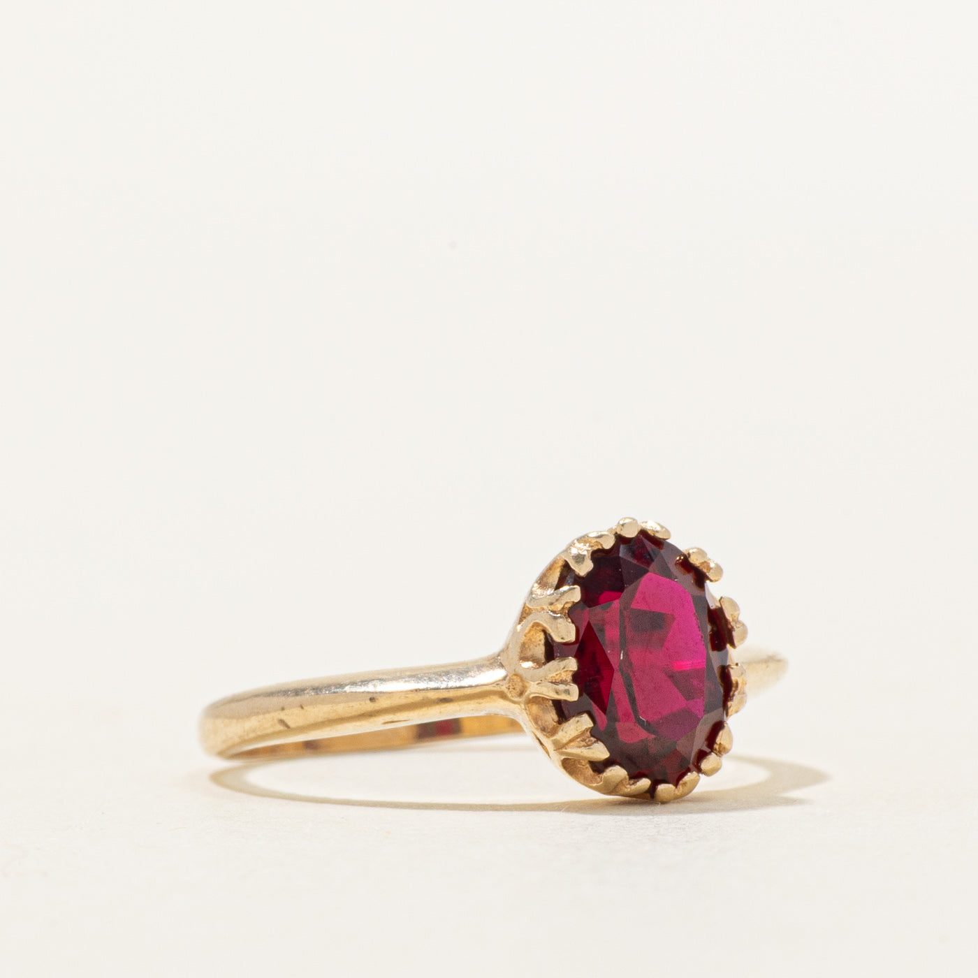 Oval Cut Solitaire Synthetic Ruby Textured Ring | 1.50ct | SZ 5.5