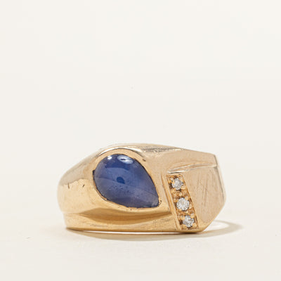 Synthetic Star Sapphire & Diamond Cocktail Ring | 1.25ct, 0.03ctw | SZ 7.75