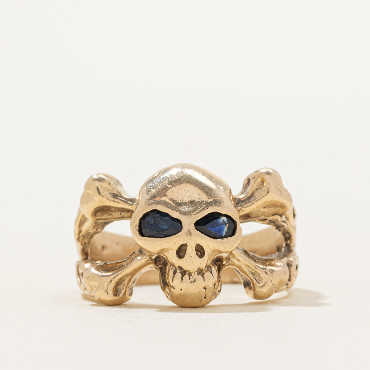 Sapphire Pirate Skull & Crossbones Ring | 0.32ctw | SZ 7.5