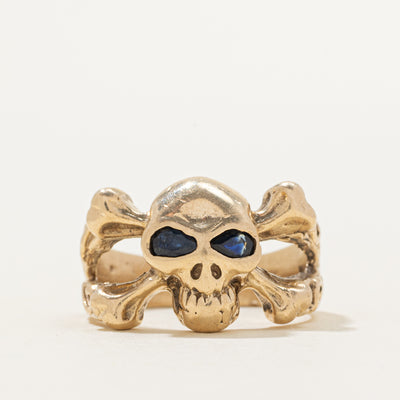 Sapphire Pirate Skull & Crossbones Ring | 0.32ctw | SZ 7.5