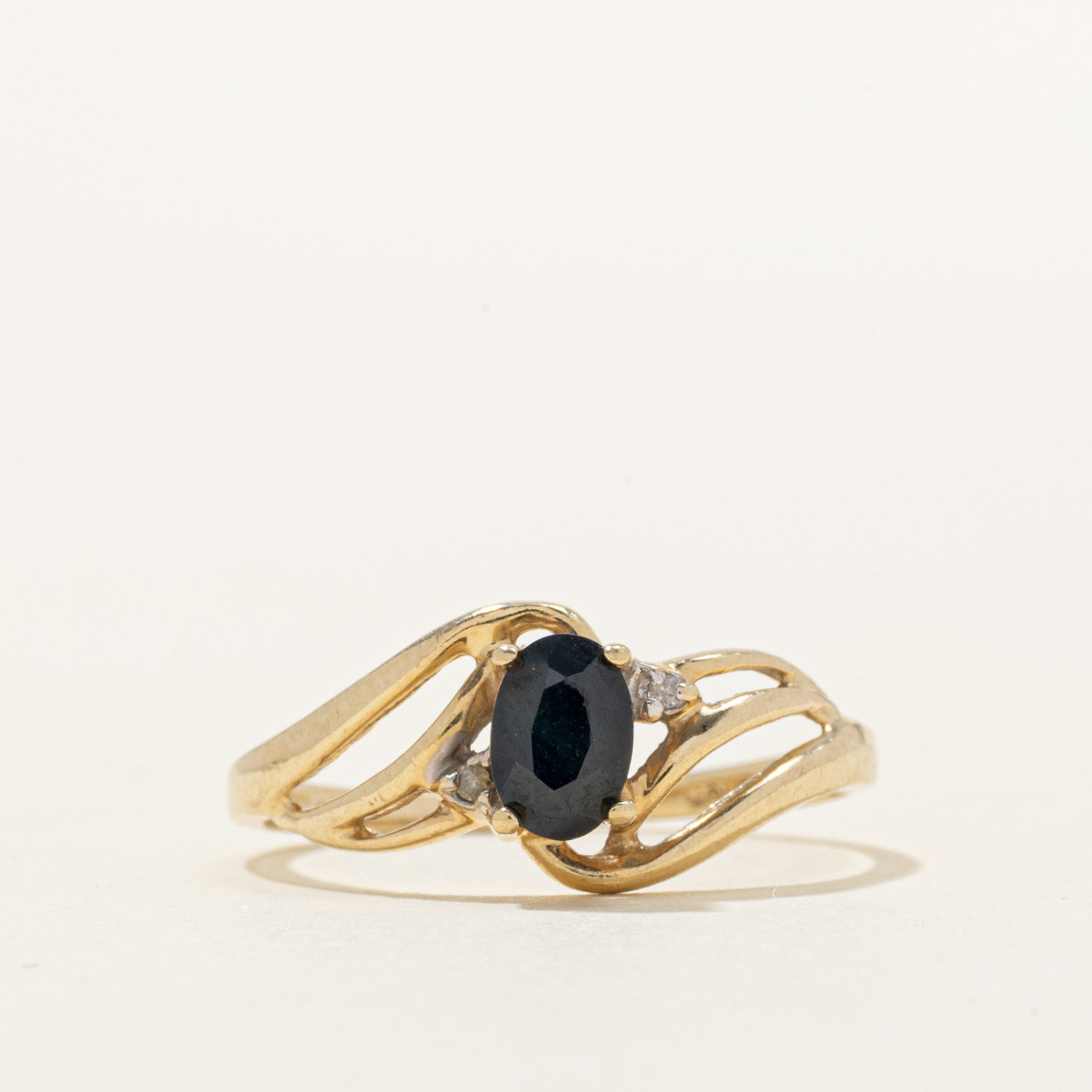 Black Sapphire & Diamond Openwork Ring | 0.70ct, 0.01ctw | SZ 7.5