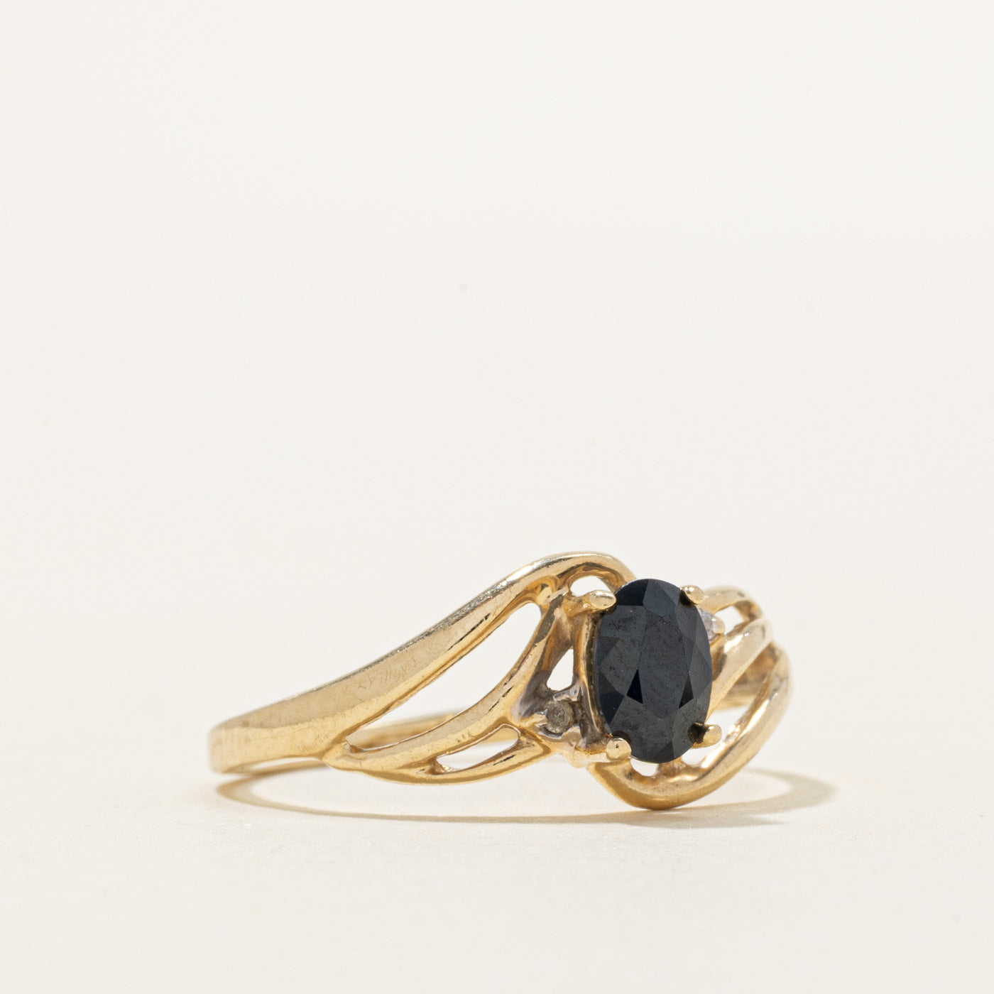 Black Sapphire & Diamond Openwork Ring | 0.70ct, 0.01ctw | SZ 7.5
