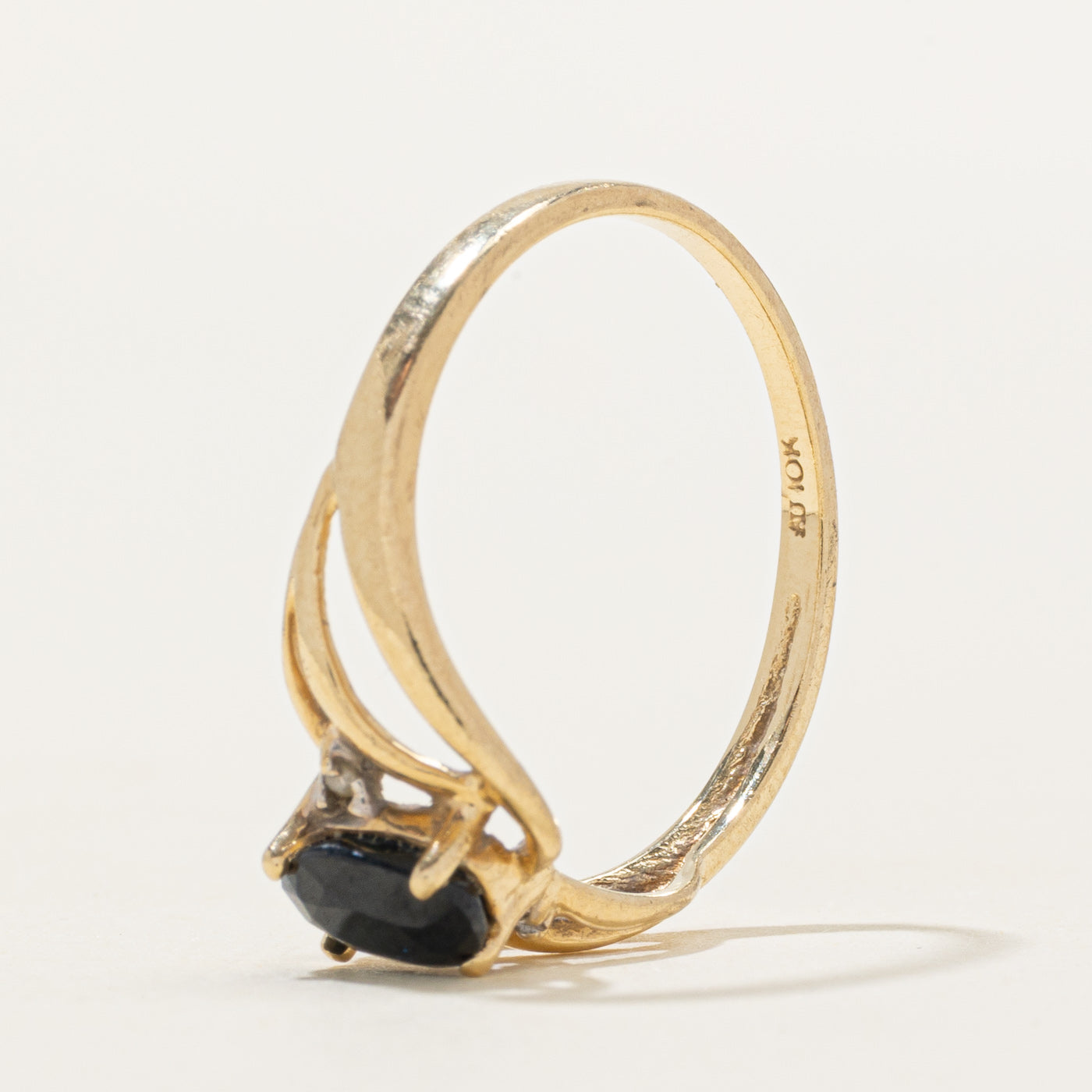 Black Sapphire & Diamond Openwork Ring | 0.70ct, 0.01ctw | SZ 7.5