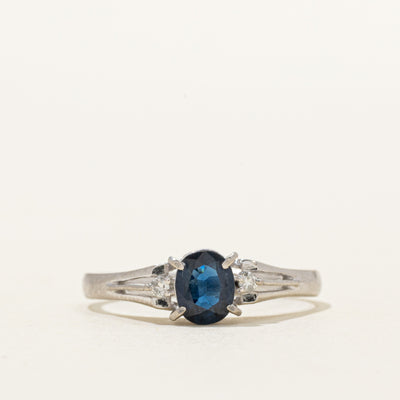 900 Platinum Sapphire & Diamond Ornate Cathedral Ring | 0.50ct, 0.03ctw | SZ 6