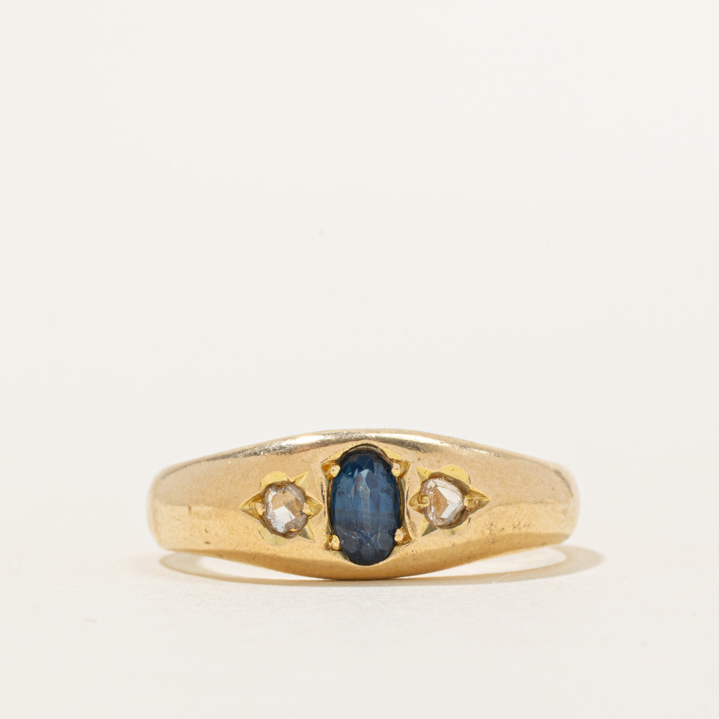 Oval Cut Sapphire & Diamond Ring | 0.33ct, 0.06ctw | SZ 9.75