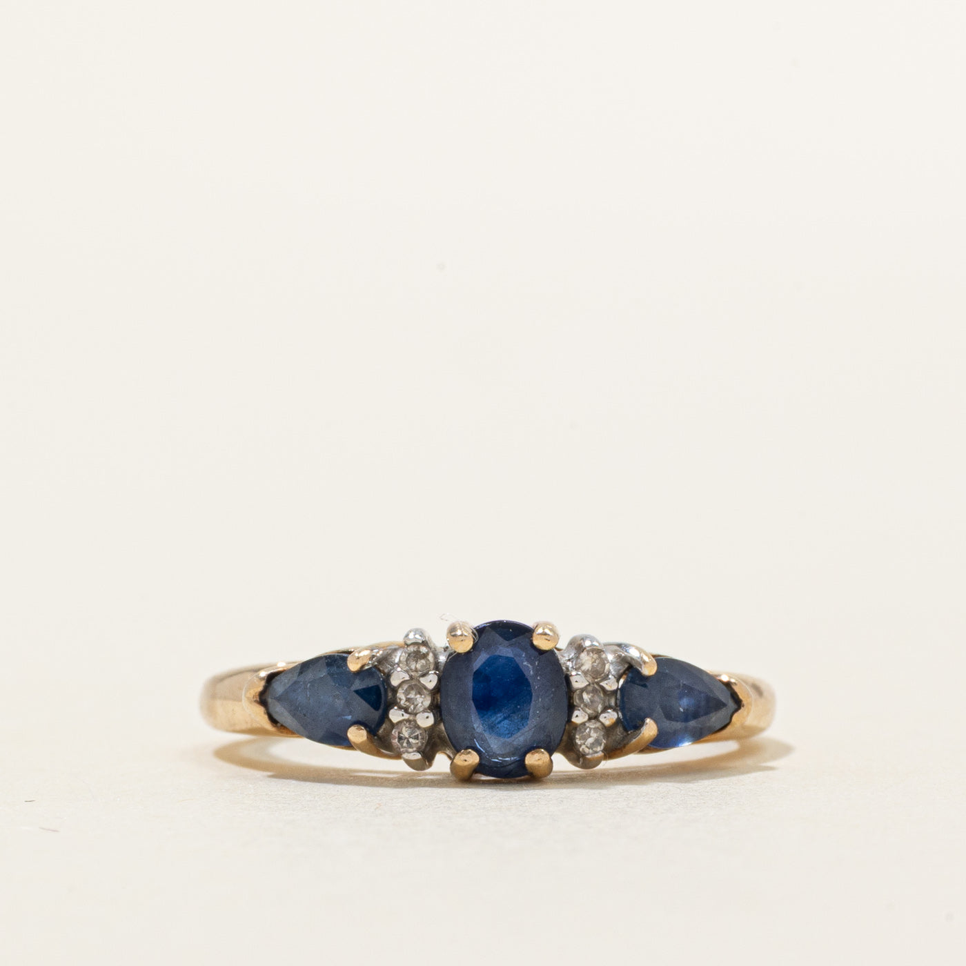 Pear Cut Sapphire & Diamond Ring | 0.95ctw, 0.03ctw | SZ 5.25
