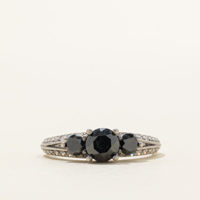 Black Diamond & Diamond Accent Ornate Ring | 1.60ctw | SZ 8