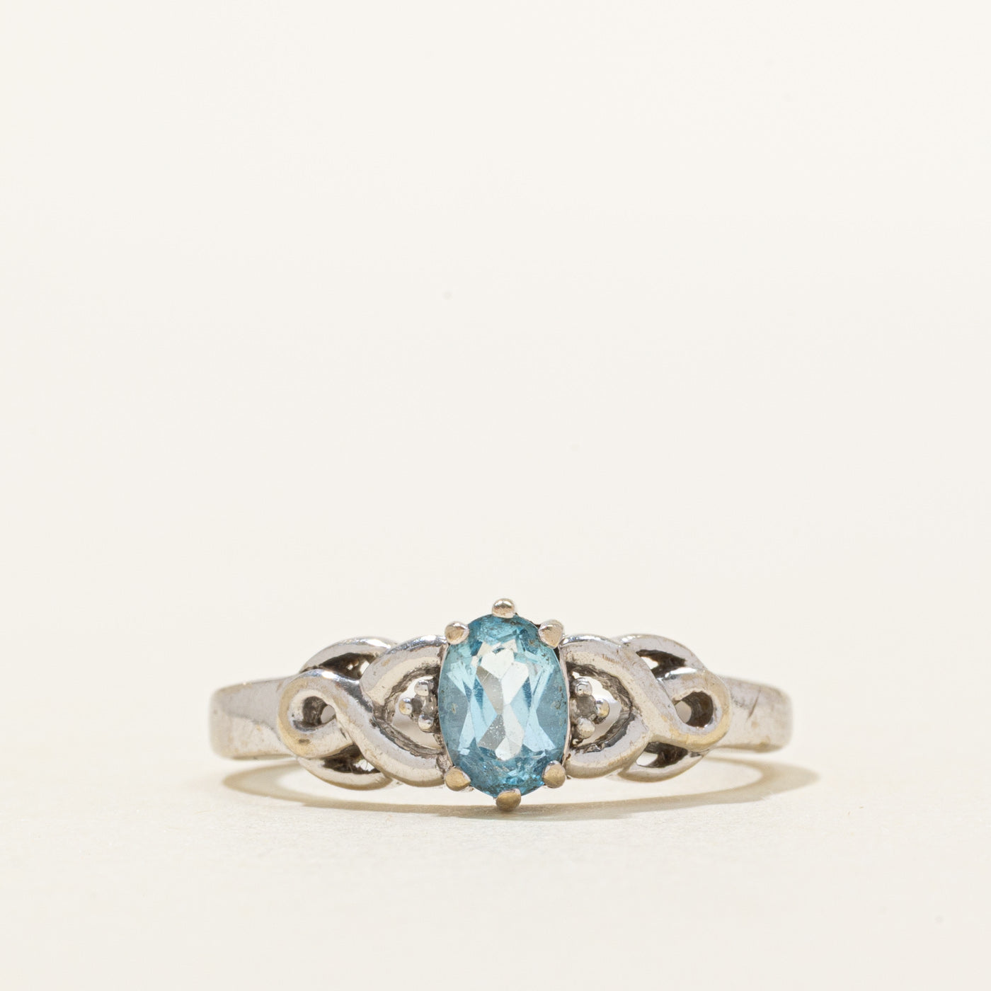 Blue Topaz & Diamond Twisted Ring | 0.40ct, 0.01ctw | SZ 6.25
