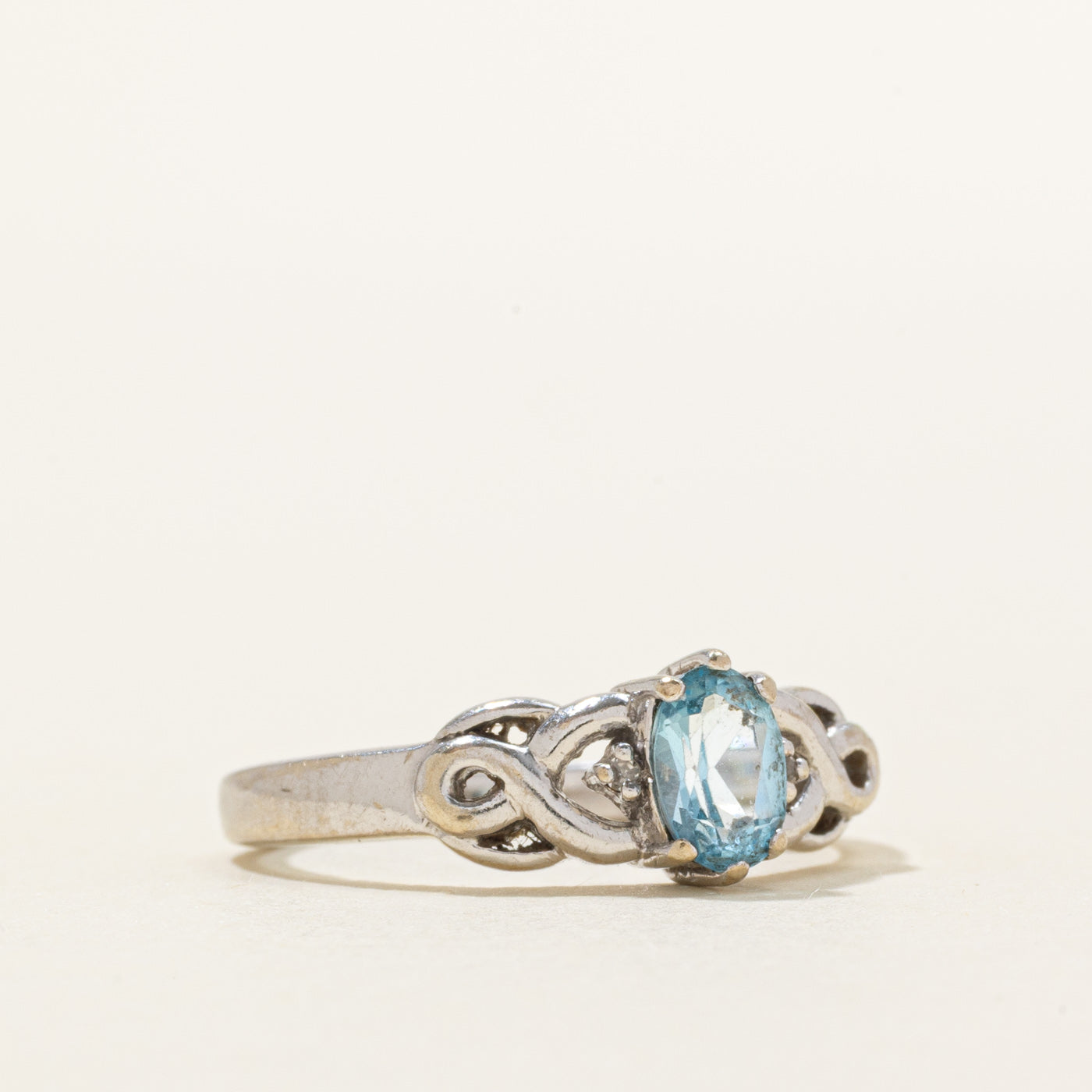 Blue Topaz & Diamond Twisted Ring | 0.40ct, 0.01ctw | SZ 6.25