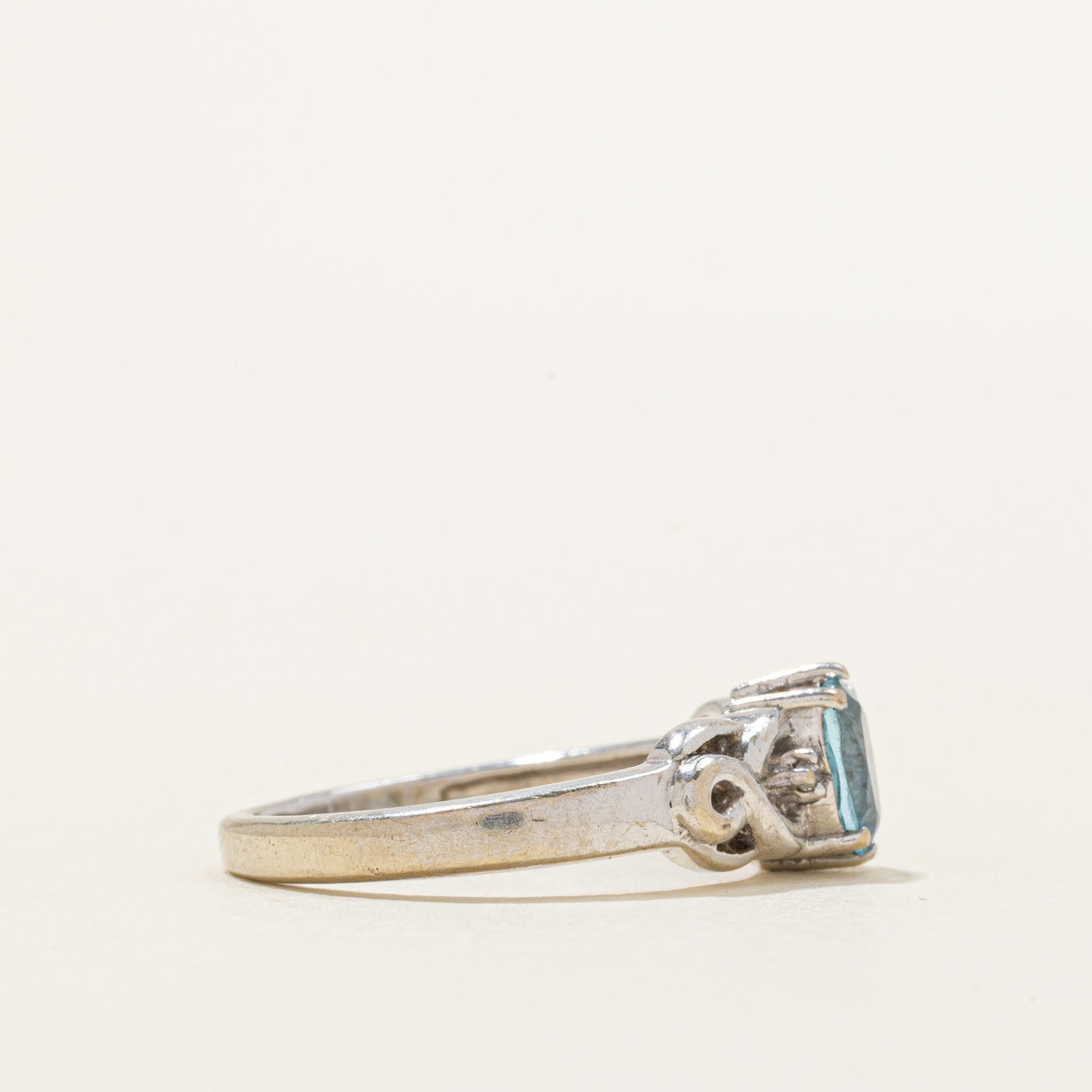 Blue Topaz & Diamond Twisted Ring | 0.40ct, 0.01ctw | SZ 6.25