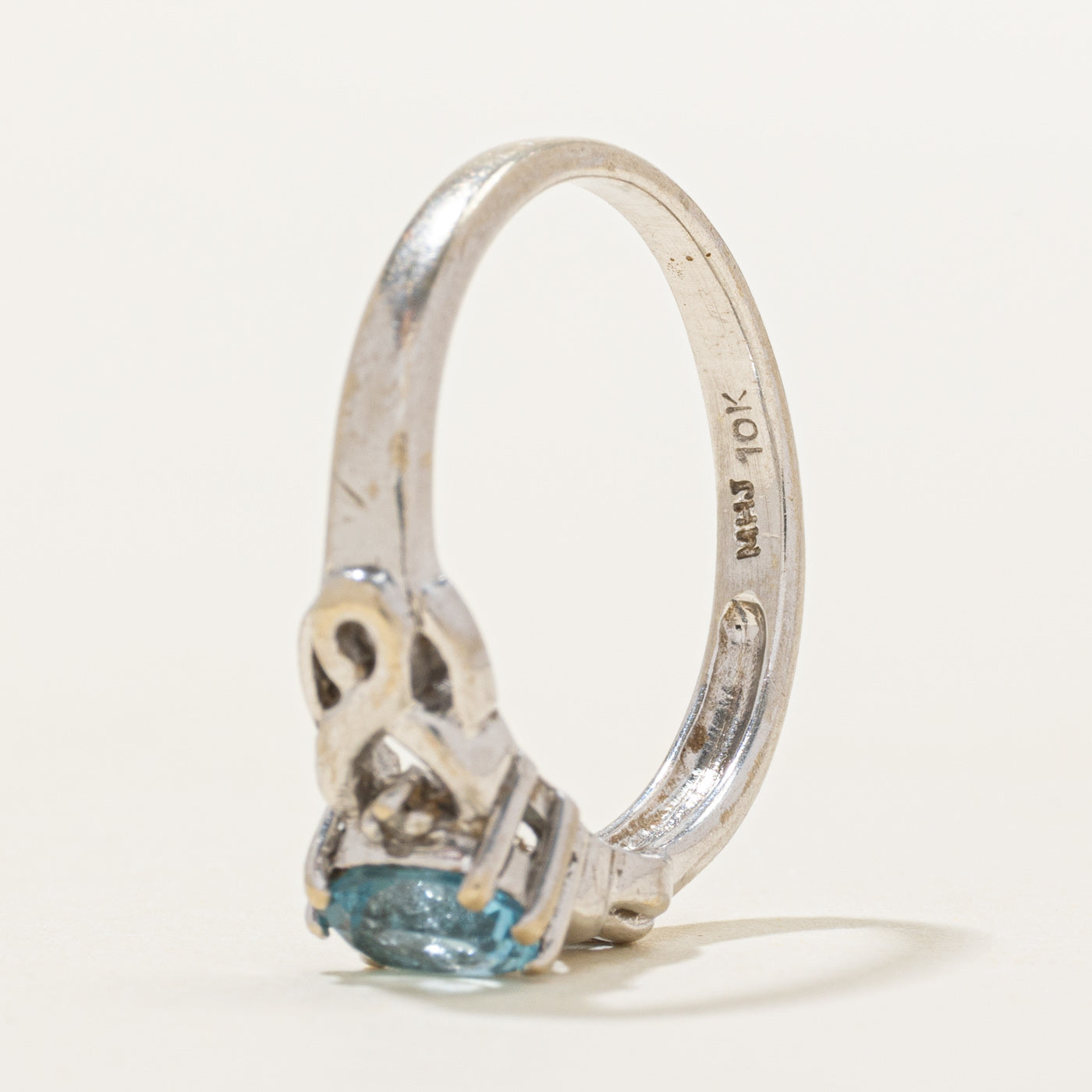 Blue Topaz & Diamond Twisted Ring | 0.40ct, 0.01ctw | SZ 6.25