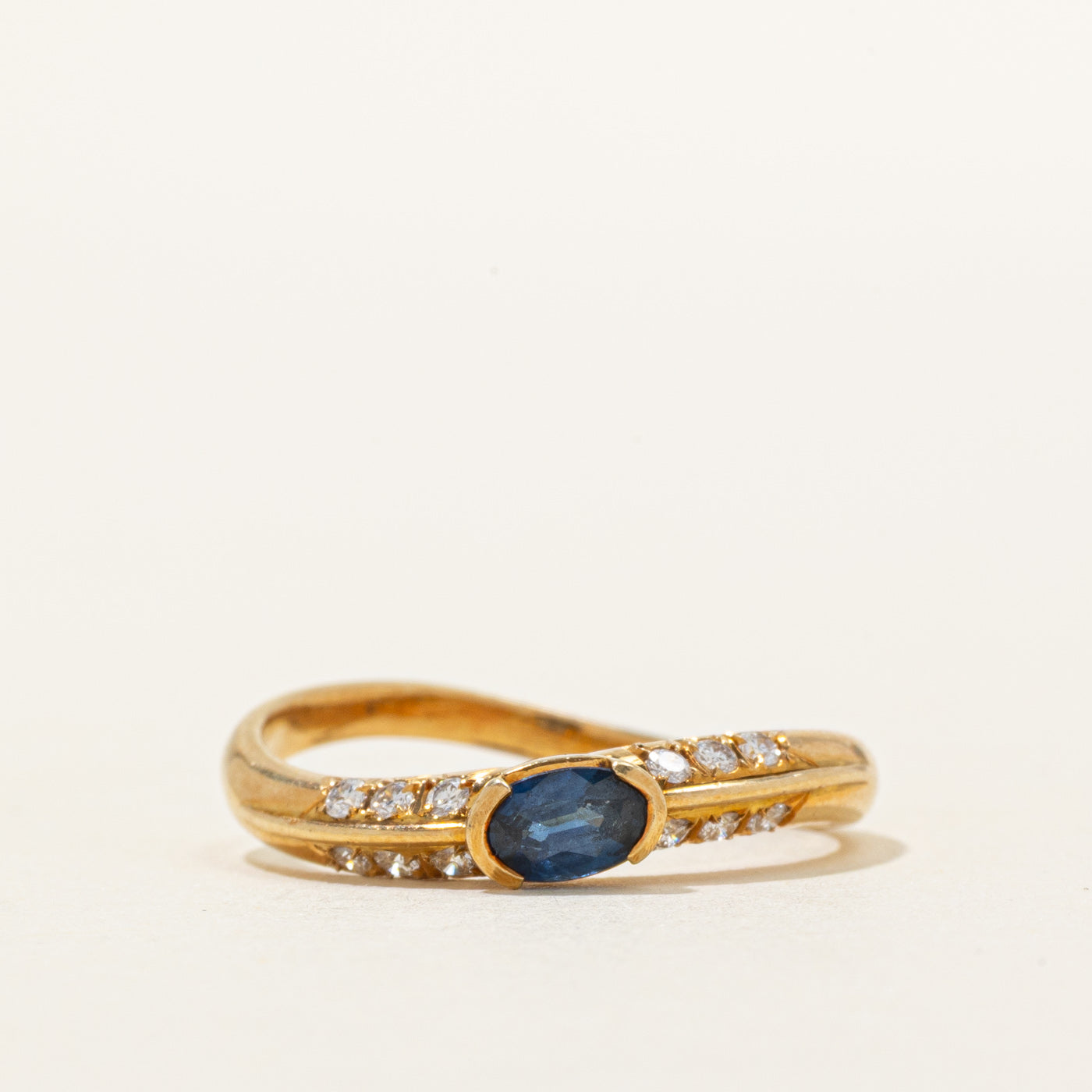 East West Sapphire & Diamond Wave Ring | 0.26ct, 0.12ctw | SZ 6.5