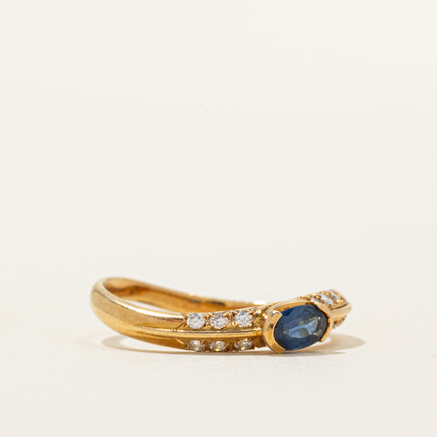 East West Sapphire & Diamond Wave Ring | 0.26ct, 0.12ctw | SZ 6.5