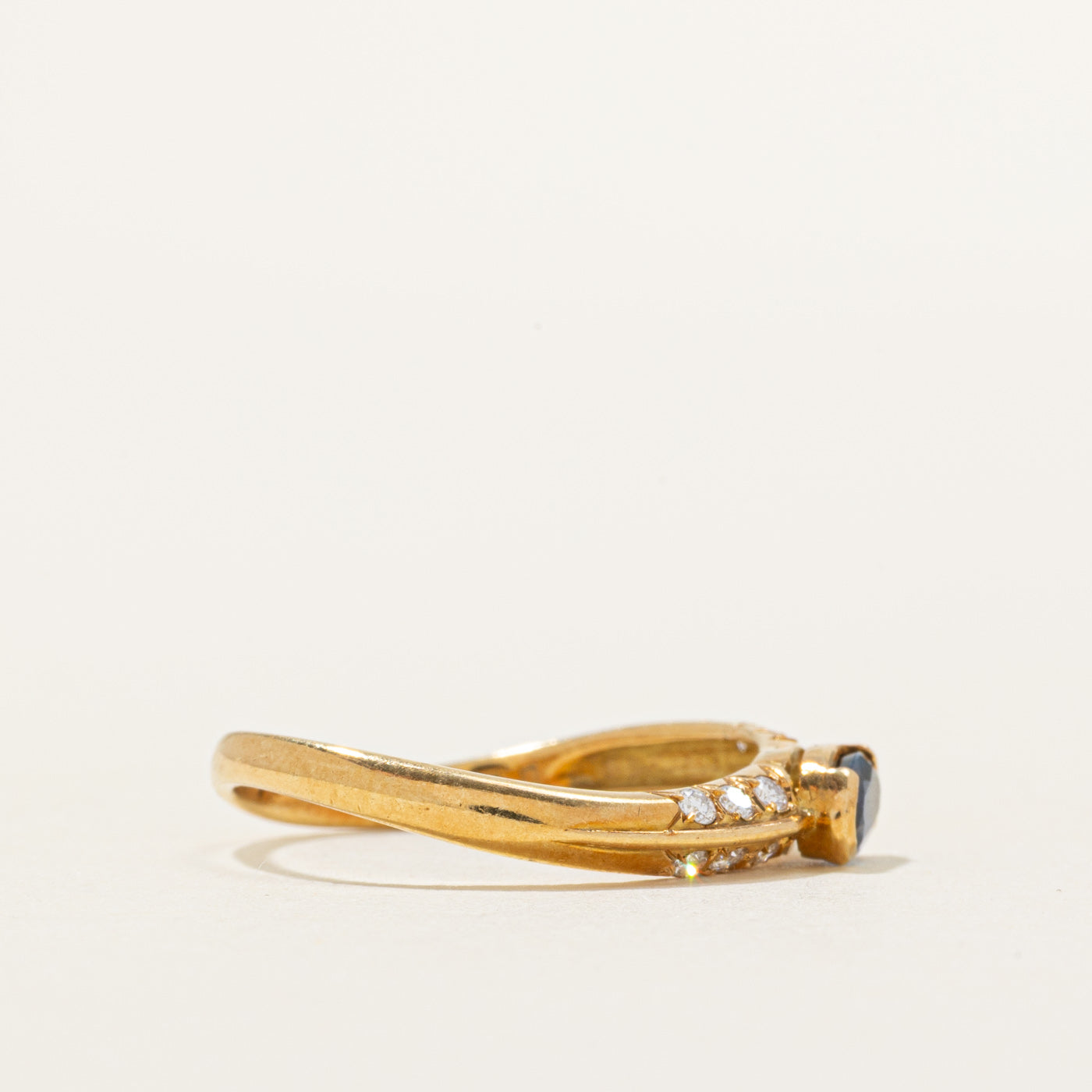 East West Sapphire & Diamond Wave Ring | 0.26ct, 0.12ctw | SZ 6.5