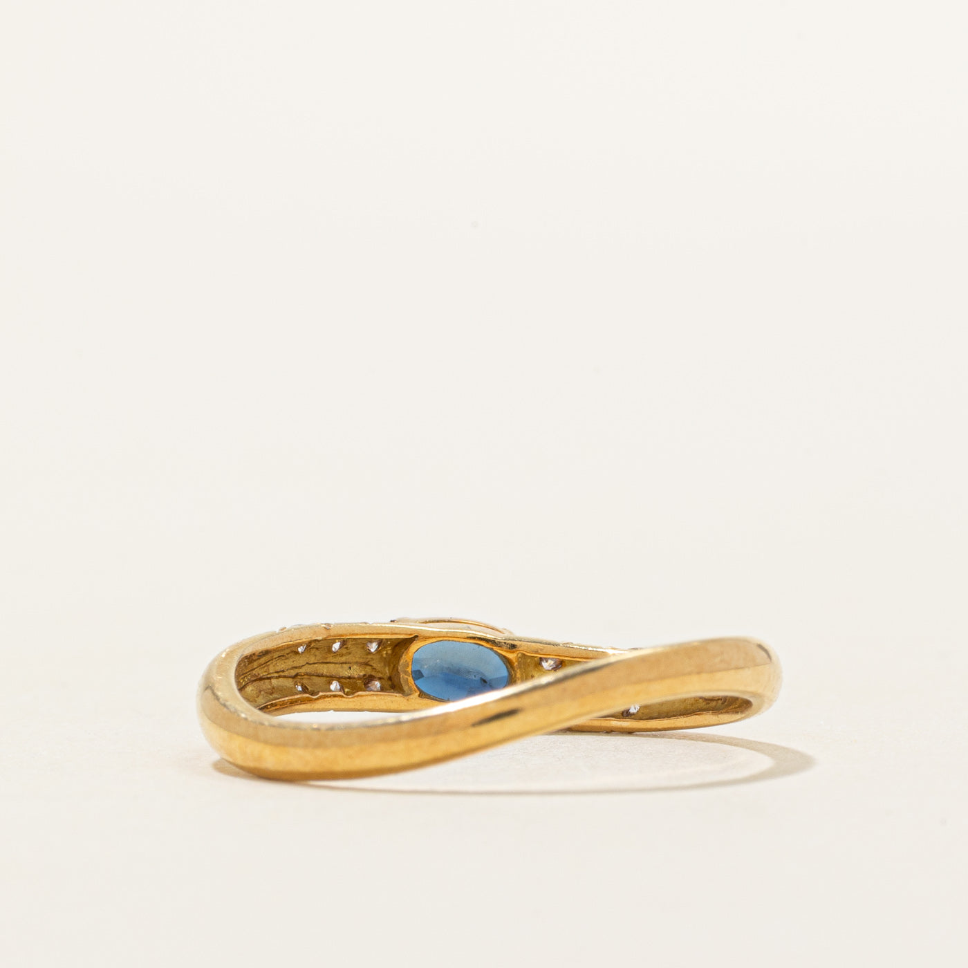 East West Sapphire & Diamond Wave Ring | 0.26ct, 0.12ctw | SZ 6.5