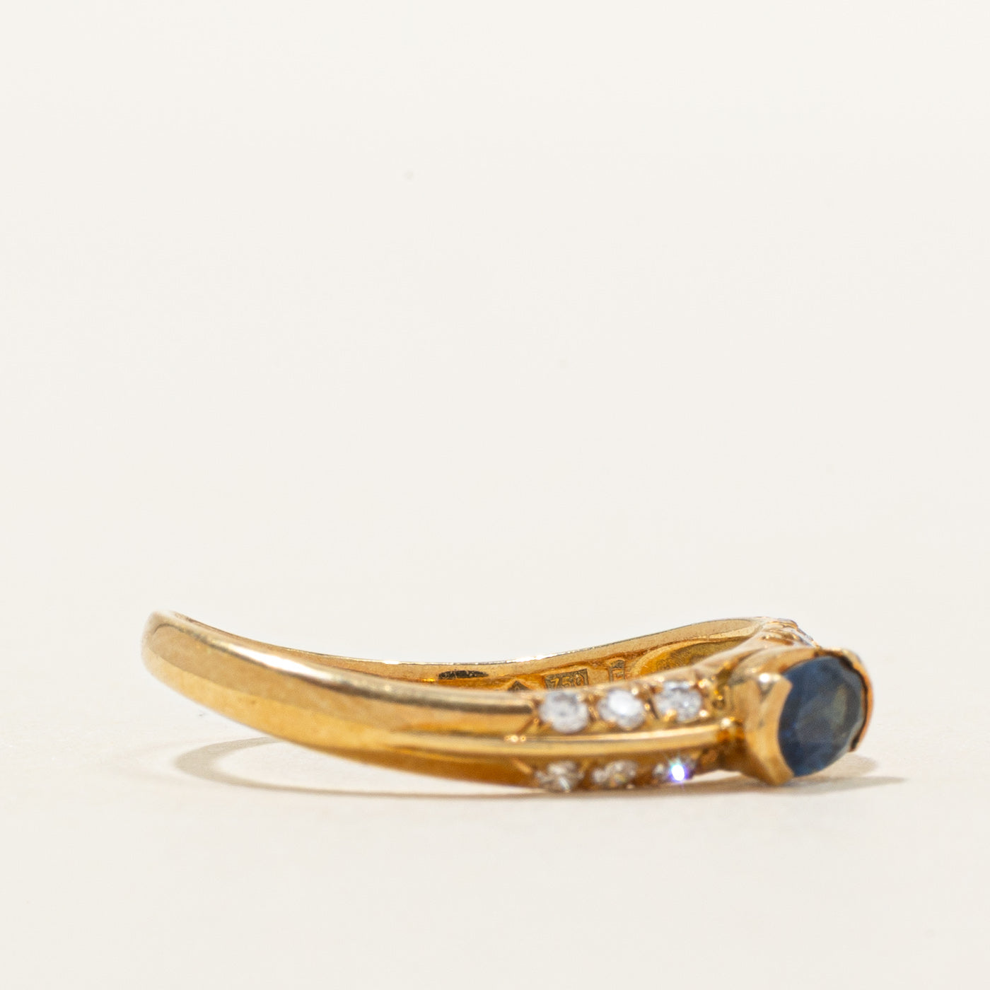 East West Sapphire & Diamond Wave Ring | 0.26ct, 0.12ctw | SZ 6.5