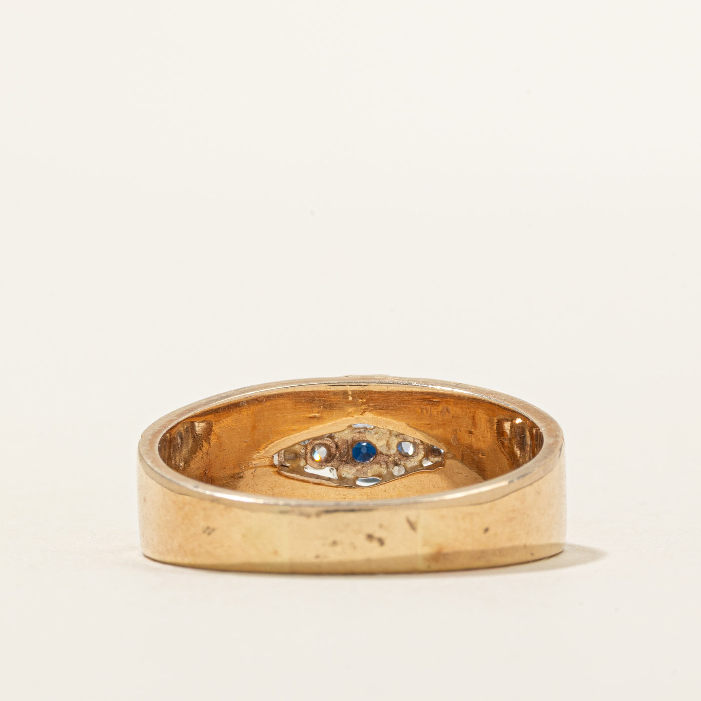 Sapphire & Diamond Textured Ring | 0.40ct, 0.10ctw | SZ 10