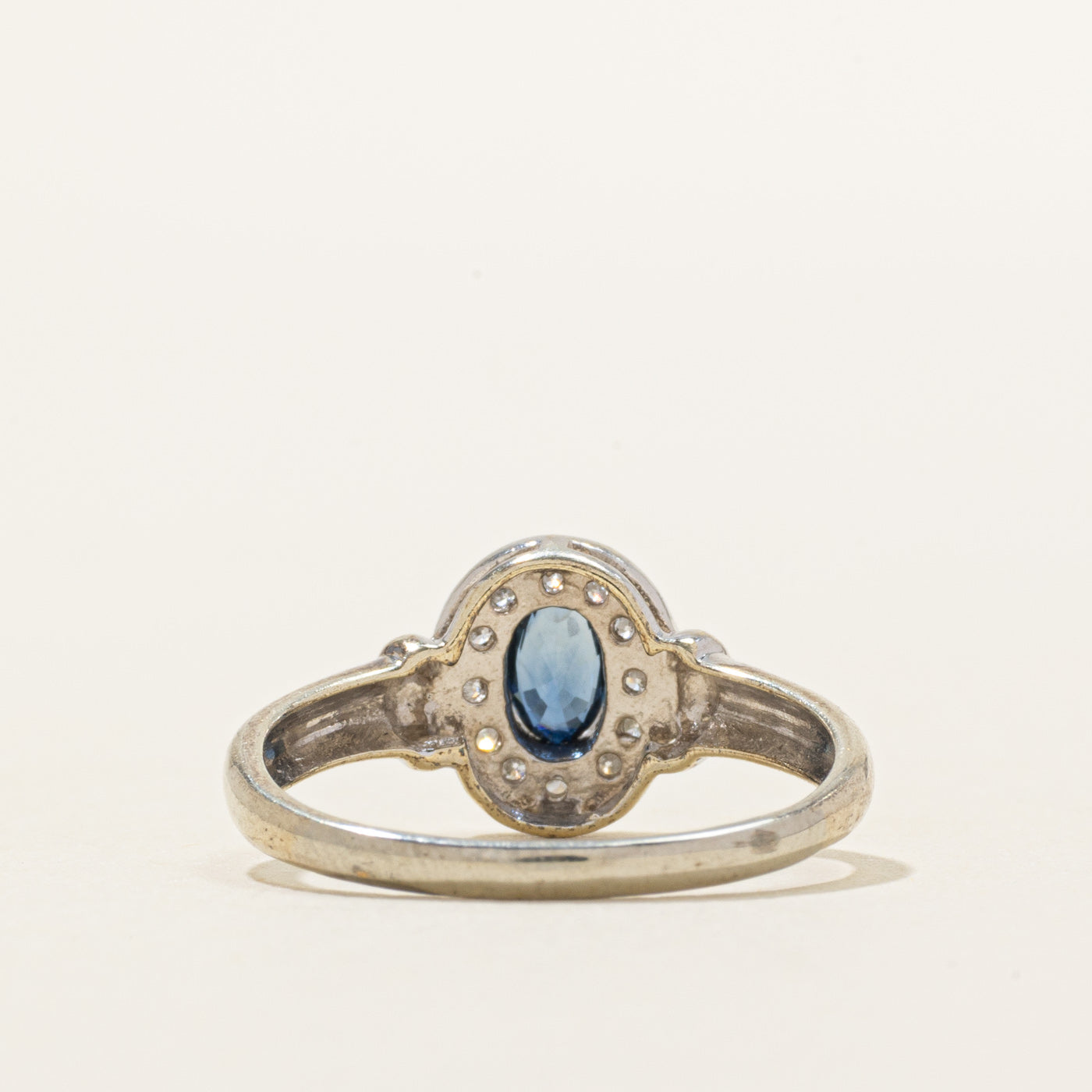 Bezel Set Sapphire & Diamond Halo Ring | 0.25ct, 0.11ctw | SZ 5.75