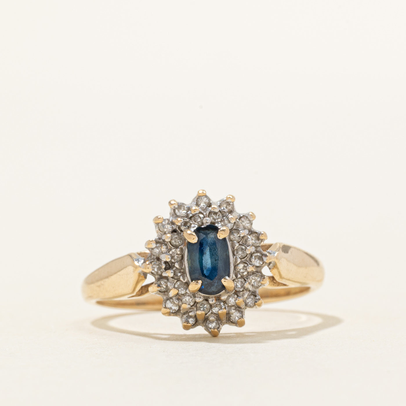 Sapphire & Diamond Halo Petal Ring | 0.28ct, 0.16ctw | SZ 6.5