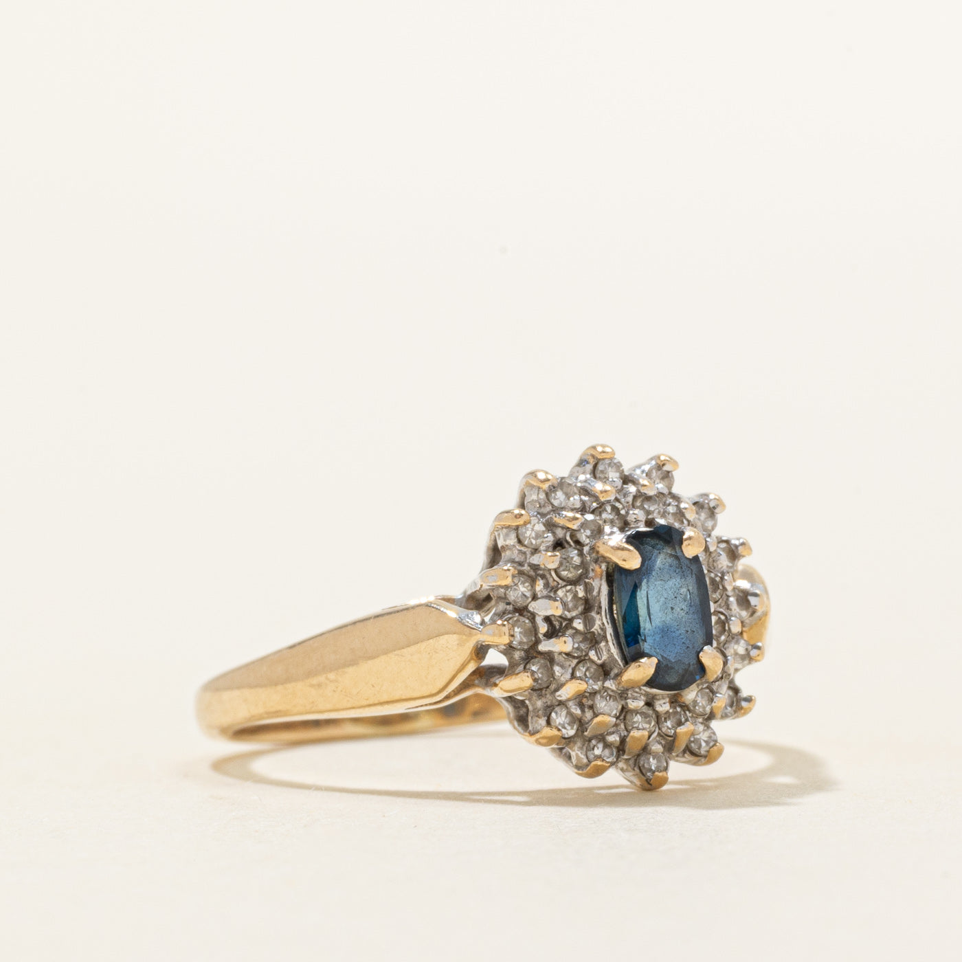 Sapphire & Diamond Halo Petal Ring | 0.28ct, 0.16ctw | SZ 6.5
