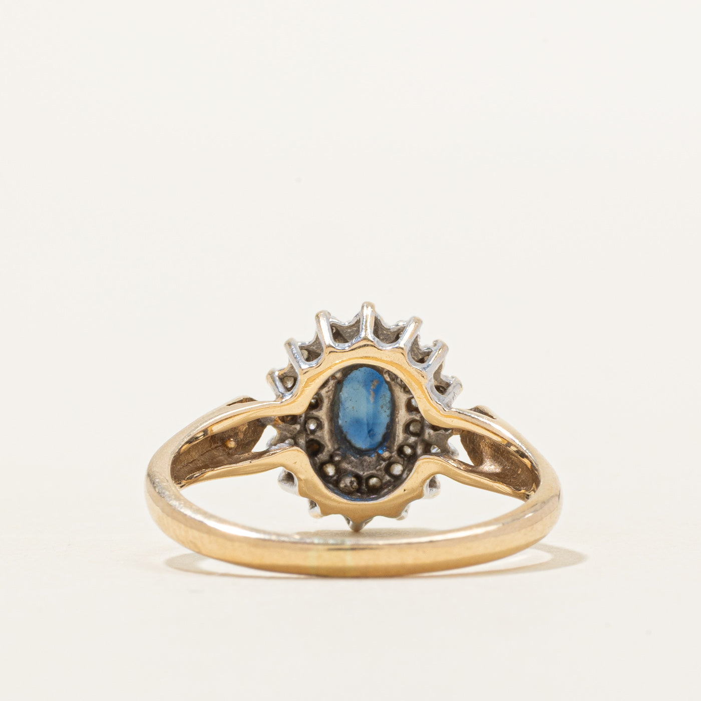 Sapphire & Diamond Halo Petal Ring | 0.28ct, 0.16ctw | SZ 6.5