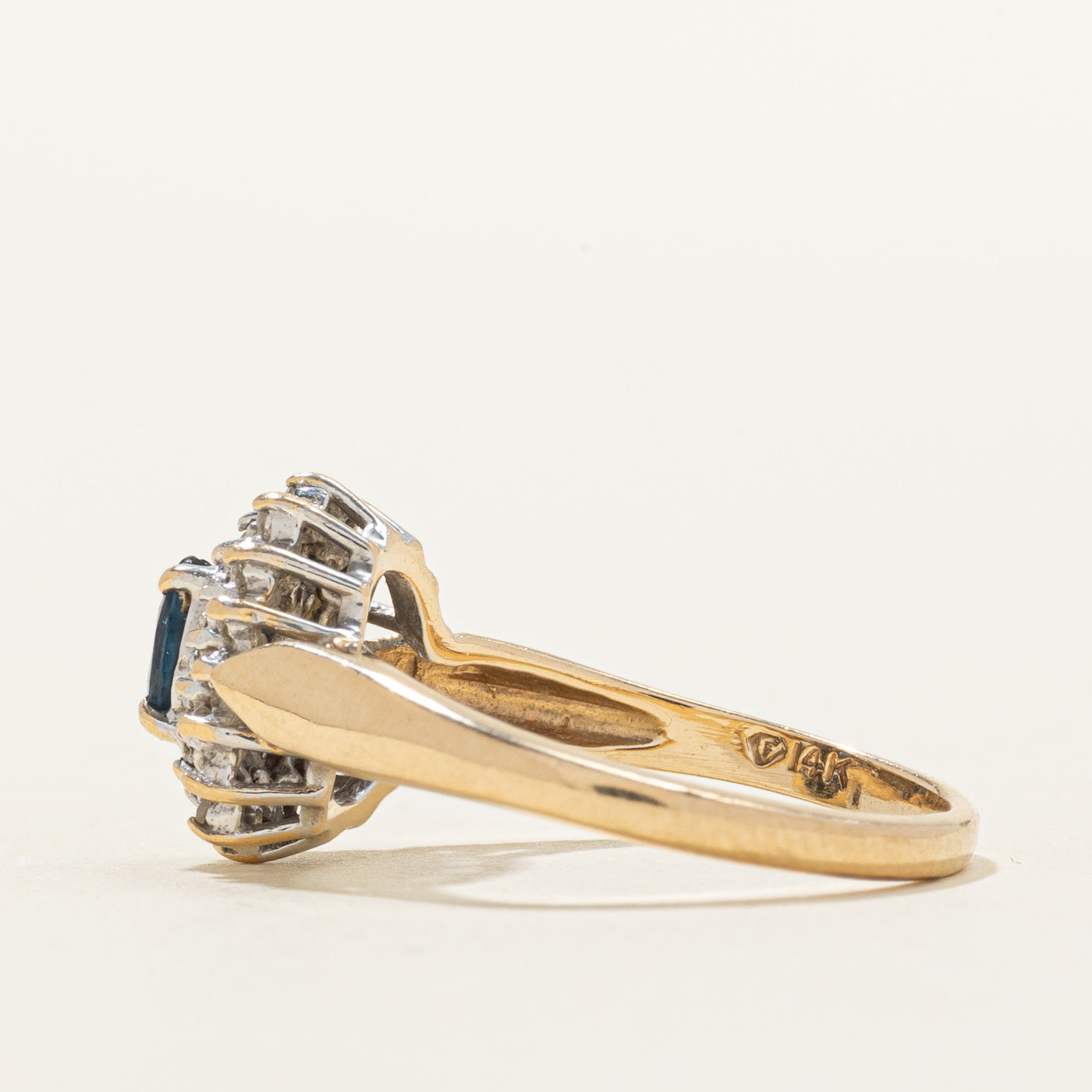 Sapphire & Diamond Halo Petal Ring | 0.28ct, 0.16ctw | SZ 6.5