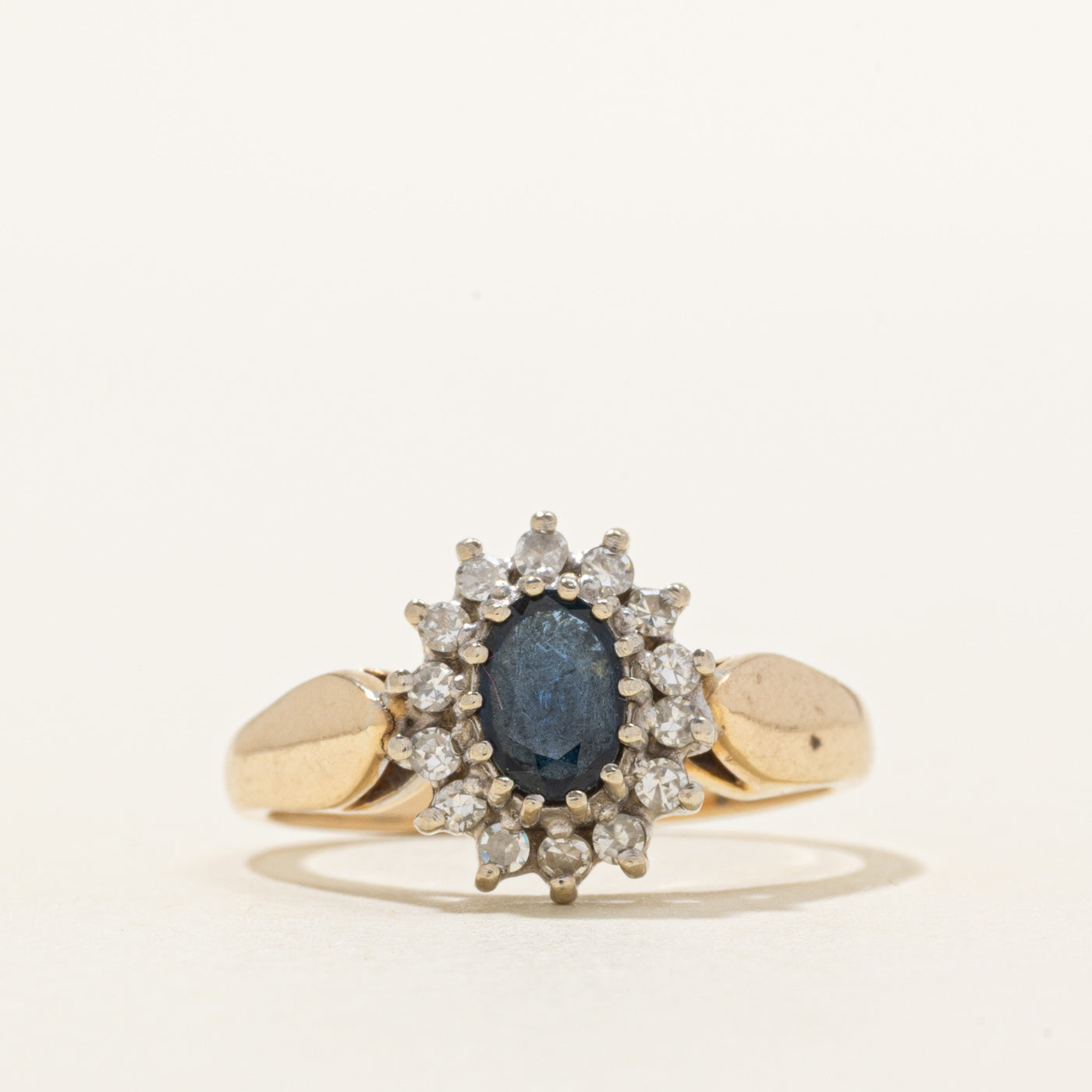 Sapphire & Diamond Halo Petal Ring | 0.51ct, 0.14ctw | SZ 6