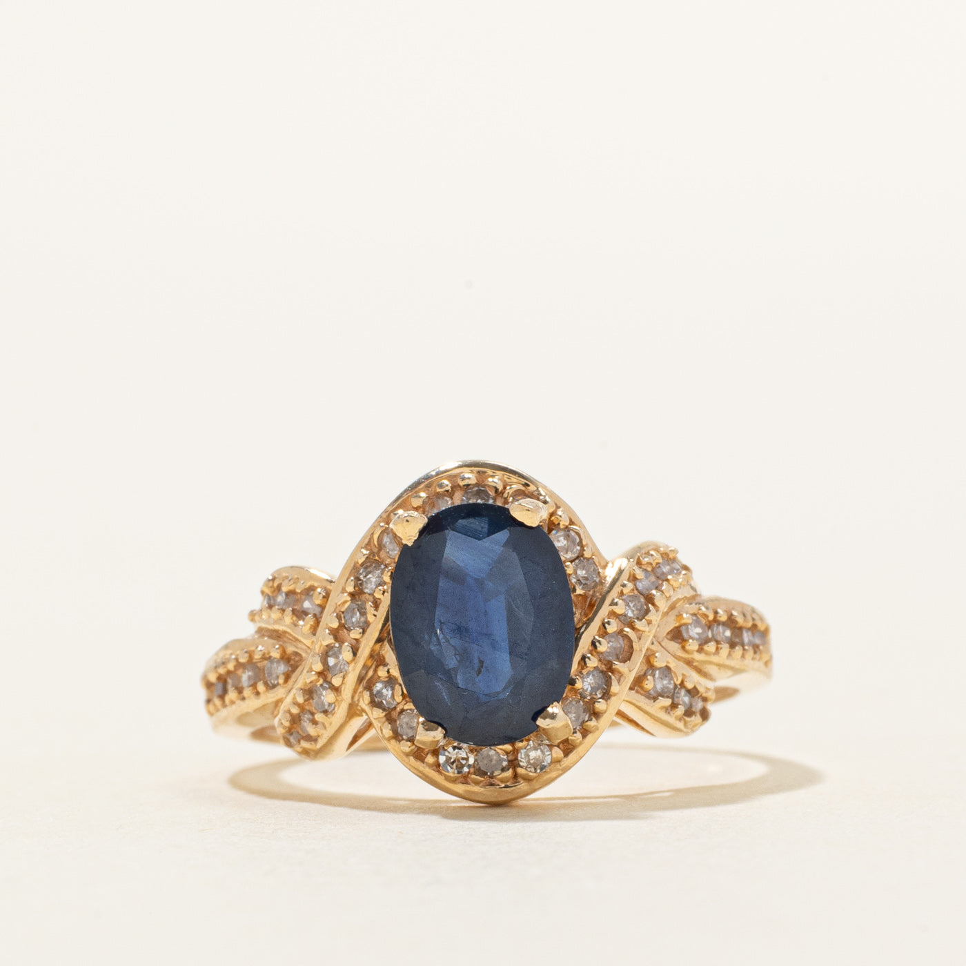 Sapphire & Diamond Double Cross Over Ring | 1.60ct, 0.19ctw | SZ 6