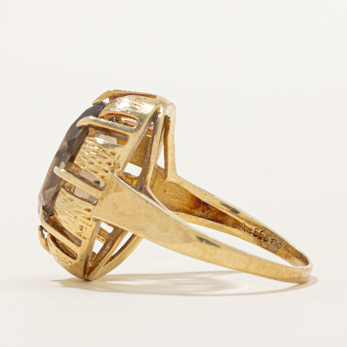 Smoky Quartz Textured Cocktail Ring | 4.65ct | SZ 8.5