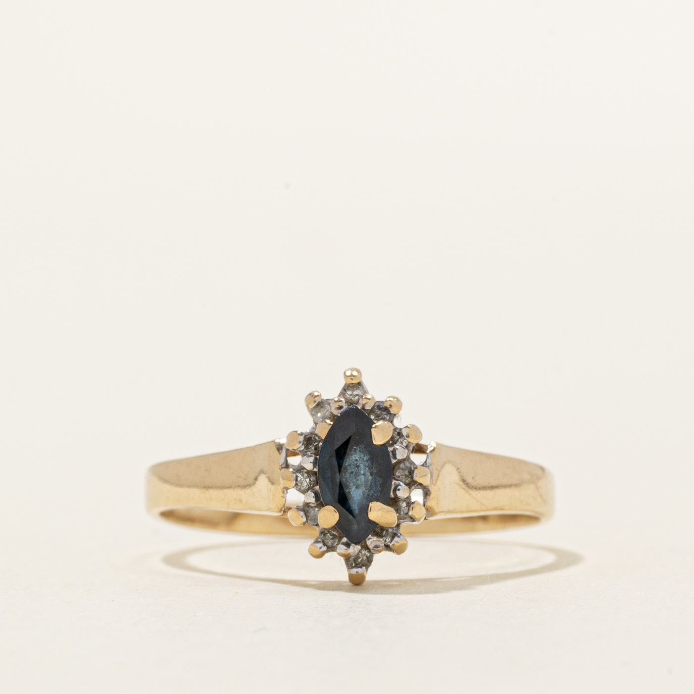 Marquise Cut Sapphire & Diamond Petal Ring | 0.25ct, 0.06ctw | SZ 6.5