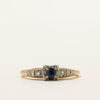 Two-Tone Sapphire & Diamond Ring | 0.14ct, 0.06ctw | SZ 6