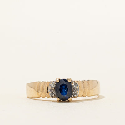 Sapphire & Diamond Fluted Ring | 0.58ct, 0.04ctw | SZ 7