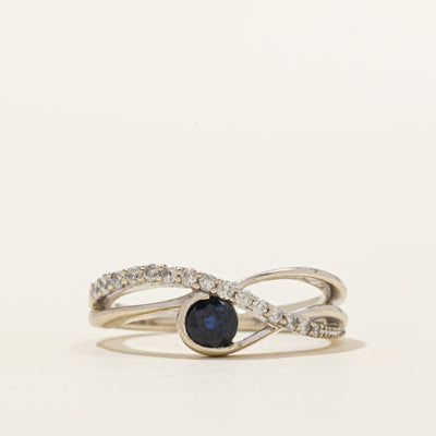 Semi-Eternity Sapphire & Diamond Cross Over Ring | 0.26ct, 0.15ctw | SZ 5.5