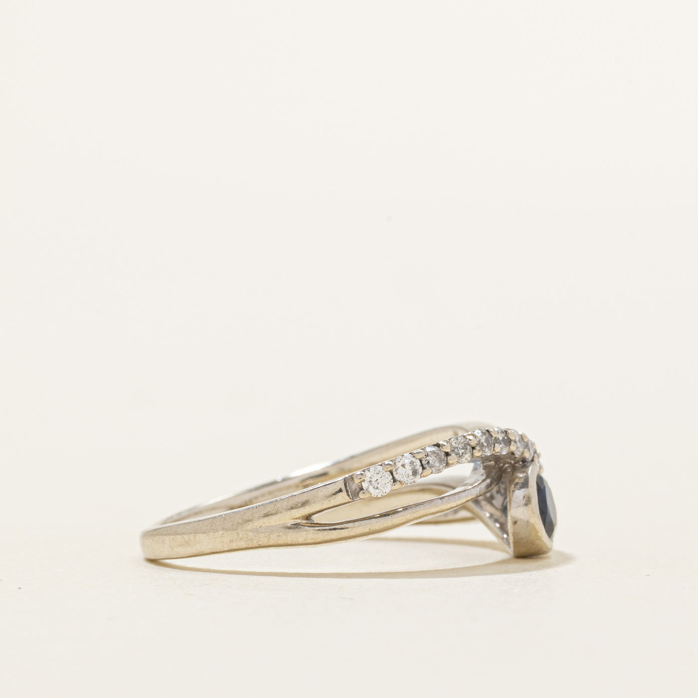 Semi-Eternity Sapphire & Diamond Cross Over Ring | 0.26ct, 0.15ctw | SZ 5.5