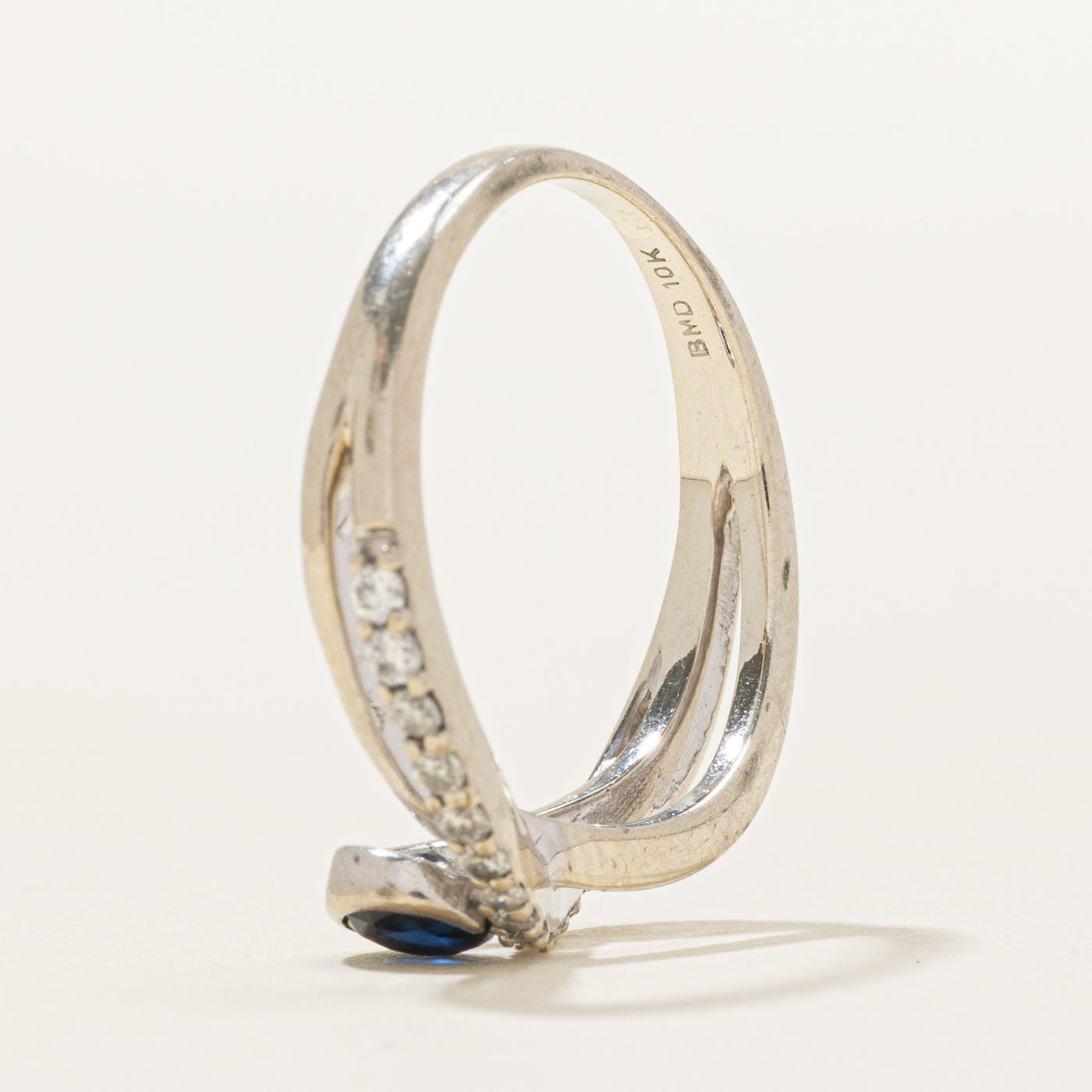Semi-Eternity Sapphire & Diamond Cross Over Ring | 0.26ct, 0.15ctw | SZ 5.5