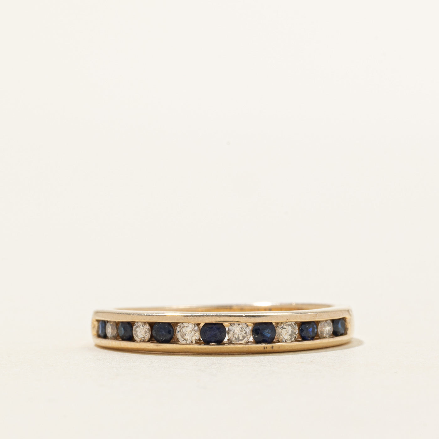 Channel Set Semi-Eternity Sapphire & Diamond Ring | 0.20ctw, 0.15ctw | SZ 7.25