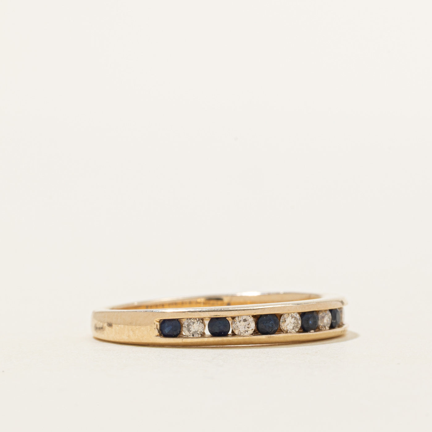 Channel Set Semi-Eternity Sapphire & Diamond Ring | 0.20ctw, 0.15ctw | SZ 7.25