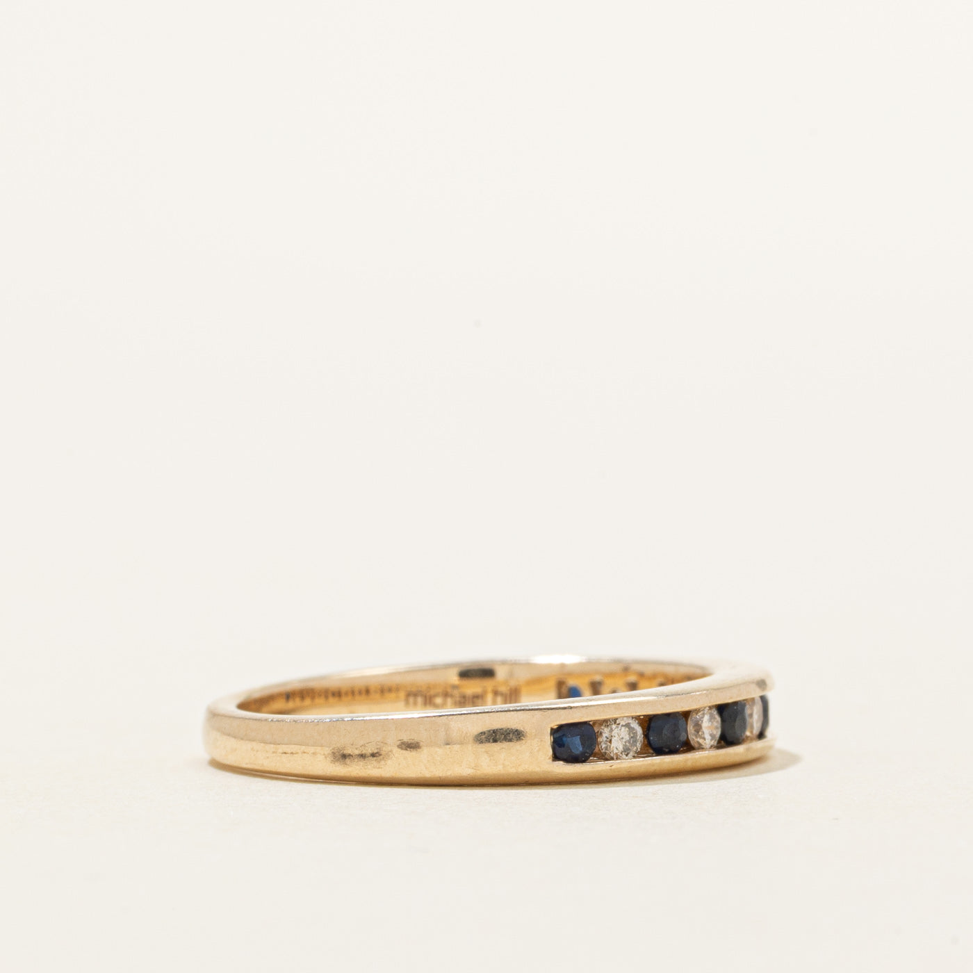 Channel Set Semi-Eternity Sapphire & Diamond Ring | 0.20ctw, 0.15ctw | SZ 7.25