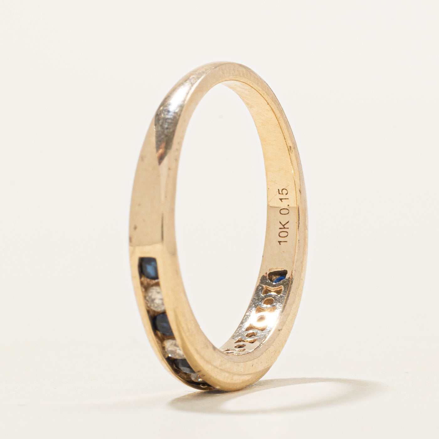 Channel Set Semi-Eternity Sapphire & Diamond Ring | 0.20ctw, 0.15ctw | SZ 7.25