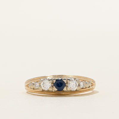 Two-Tone Diamond & Sapphire Tapered Ring | 0.24ctw, 0.20ct | SZ 7