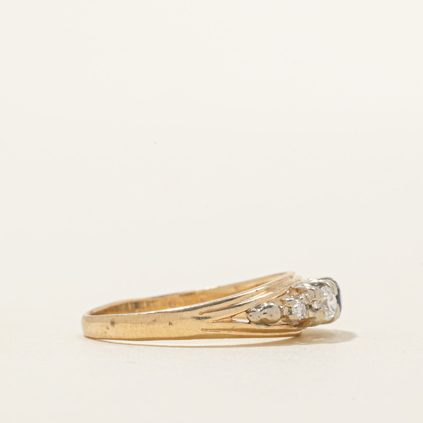 Two-Tone Diamond & Sapphire Tapered Ring | 0.24ctw, 0.20ct | SZ 7